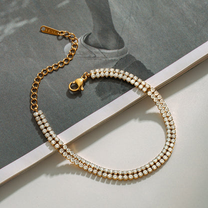 Titanium steel jewelry, stainless steel layered bracelets, light luxury high-end non-fading jewelry, tennis chains
