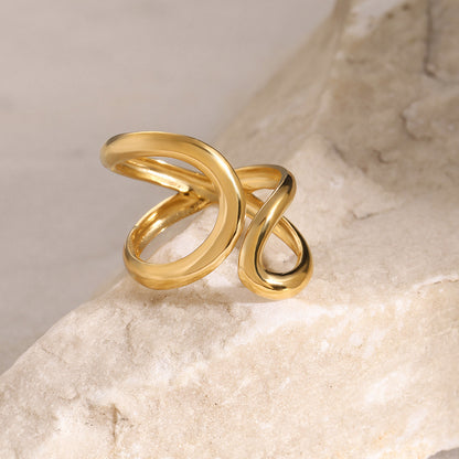 Stainless steel gold exaggerated ring high-end ins ring cross-border jewelry titanium steel rings