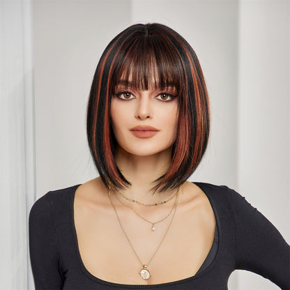 Gradient Gray Bob Shoulder-Length Wig Short Hair Full Wig