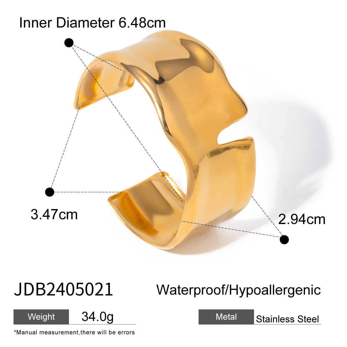 Stainless Steel Exaggerated Gold Bracelet High-end Open Bracelet Titanium Steel Jewelry Bracelet