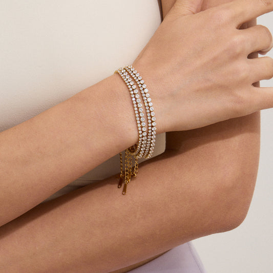 Titanium steel jewelry, stainless steel layered bracelets, light luxury high-end non-fading jewelry, tennis chains