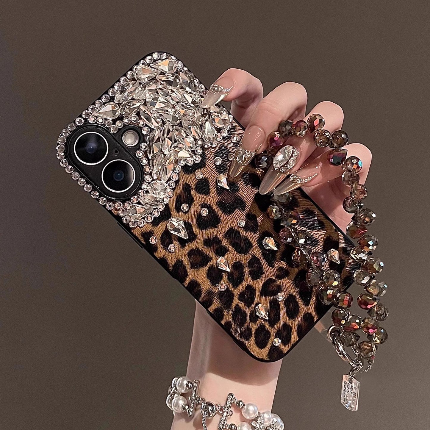 Bling Leopard Print iPhone Case - Full Protection Sparkle Cover for Women's 16ProMax/15/14