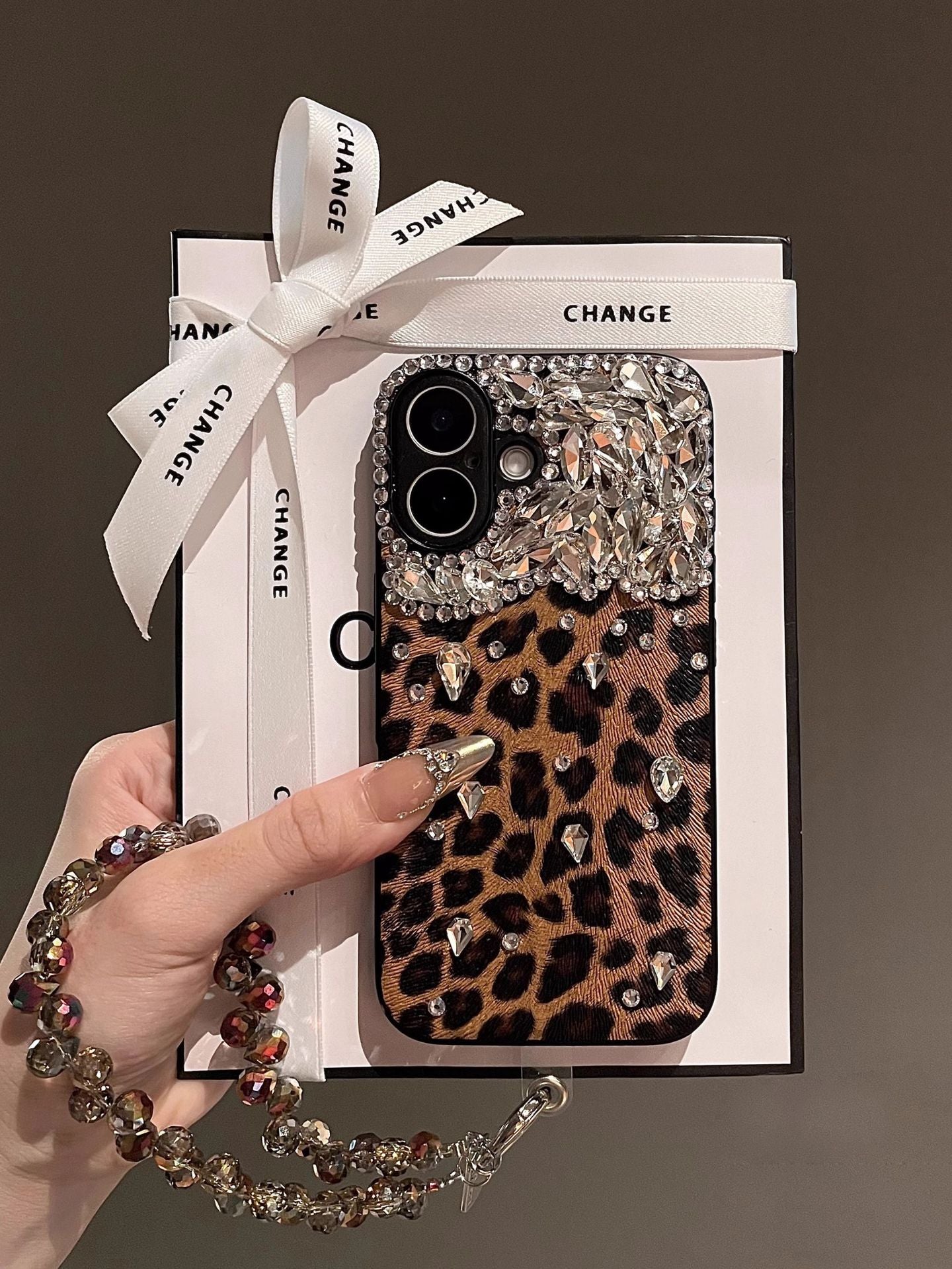 Bling Leopard Print iPhone Case - Full Protection Sparkle Cover for Women's 16ProMax/15/14