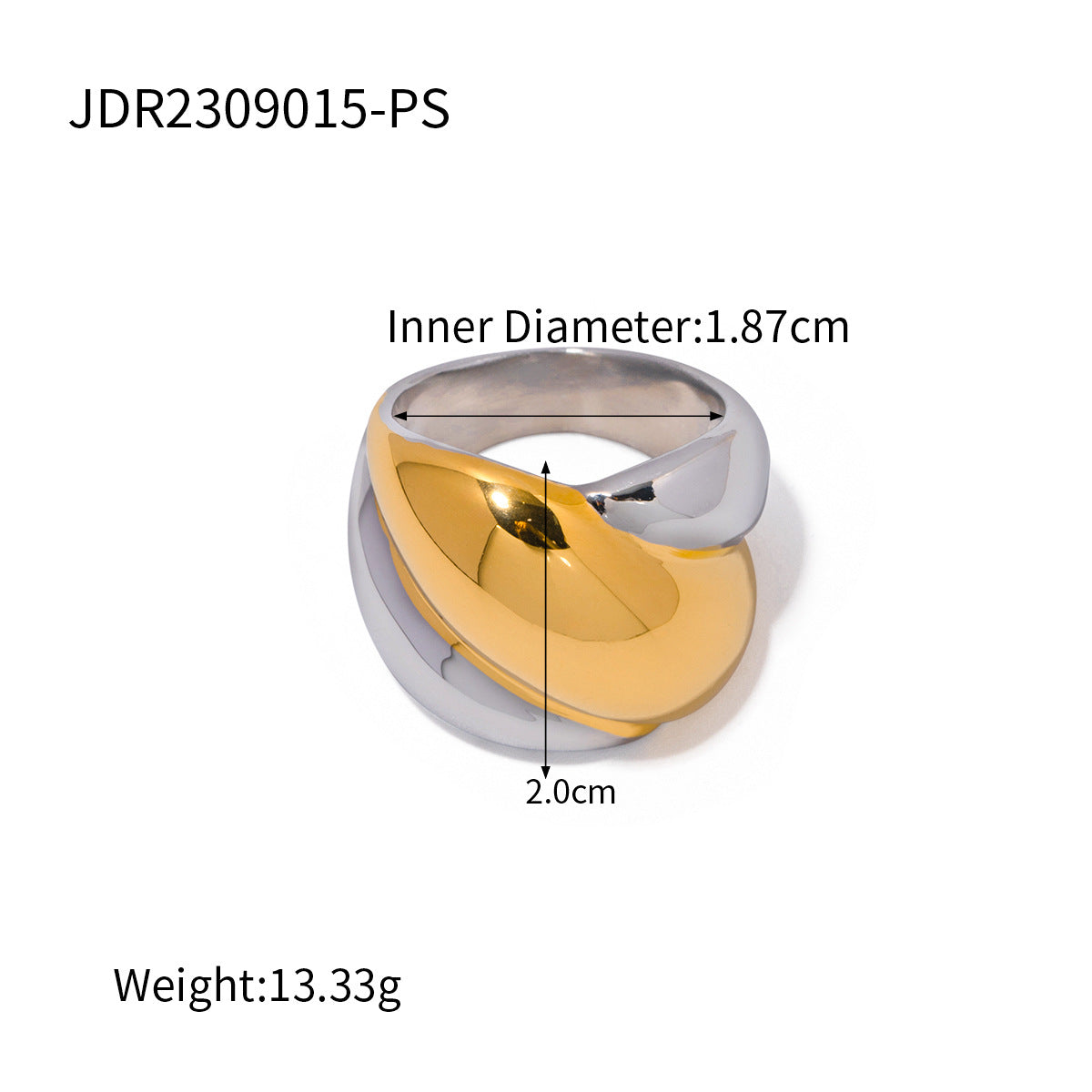 18K gold stainless steel exaggerated ring high-end INS light luxury titanium steel rings