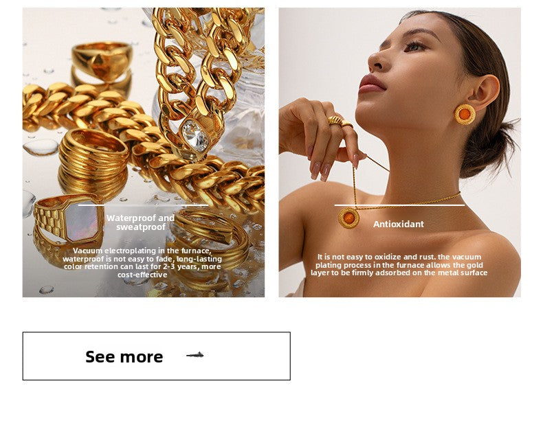 Stainless Steel Earrings for Women High-End Feel 18k Gold Non-Fading Starfish Shell Ins Earrings