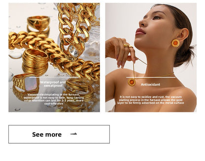 Stainless Steel Earrings for Women High-End Feel 18k Gold Non-Fading Starfish Shell Ins Earrings