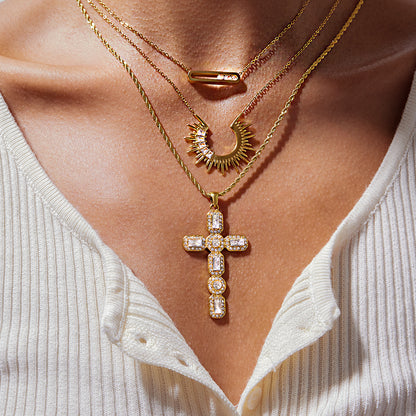 Rhinestone titanium steel necklace does not fade light luxury clavicle chain stainless steel jewelry high-end