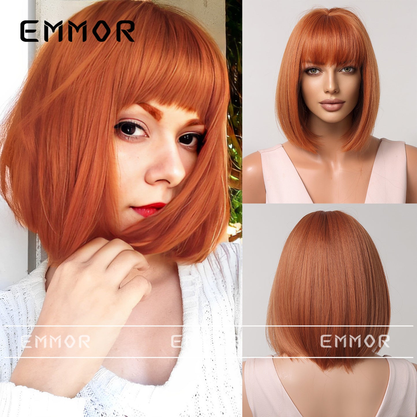 Gradient Gray Bob Shoulder-Length Wig Short Hair Full Wig