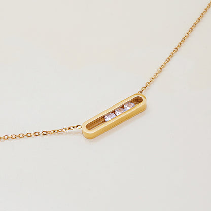 Rhinestone titanium steel necklace does not fade light luxury clavicle chain stainless steel jewelry high-end
