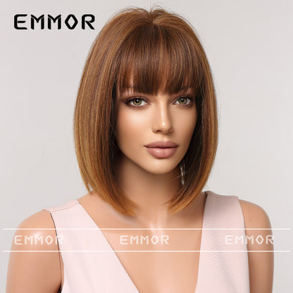 Gradient Gray Bob Shoulder-Length Wig Short Hair Full Wig