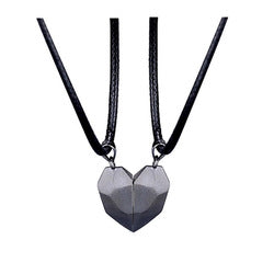 Magnetic Couple Heart Necklace - Unique Matching Faceted Pendant for Him & Her