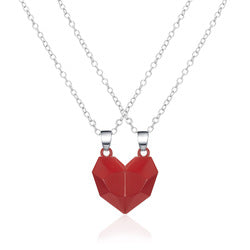 Magnetic Couple Heart Necklace - Unique Matching Faceted Pendant for Him & Her