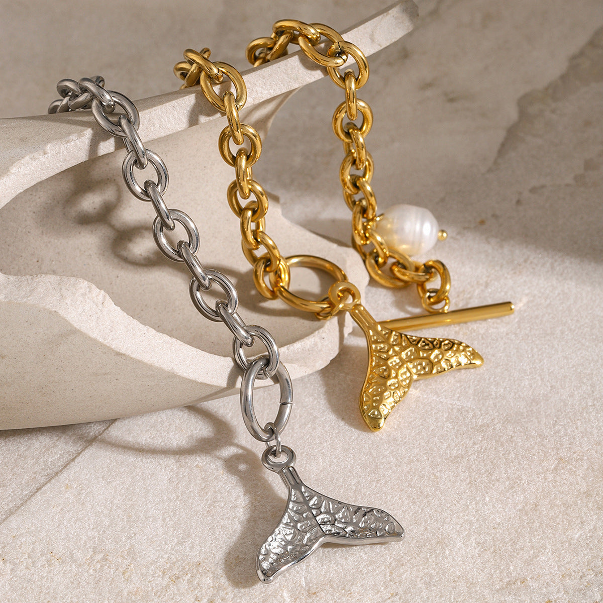 18k Gold Stainless Steel Starfish Shell Conch Bracelet
