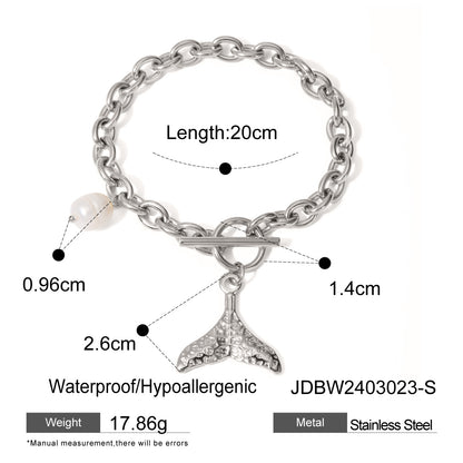 18k Gold Stainless Steel Starfish Shell Conch Bracelet