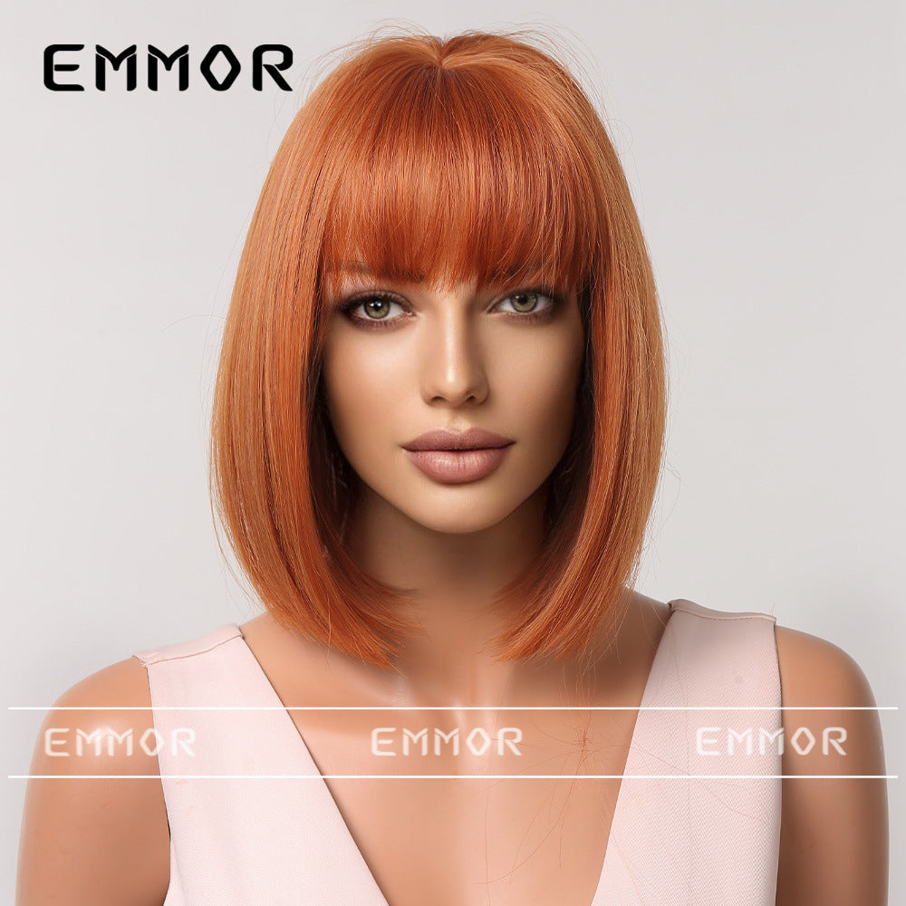 Gradient Gray Bob Shoulder-Length Wig Short Hair Full Wig