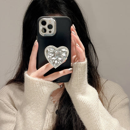 Luxury Rhinestone iPhone Case with Phone Stand, Sparkling Cover for iPhone 16/15/14 Pro Max, Minimalist Design