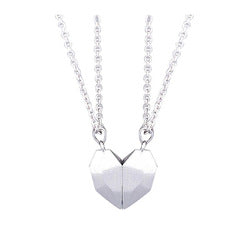 Magnetic Couple Heart Necklace - Unique Matching Faceted Pendant for Him & Her