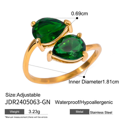 18k gold stainless steel zircon open ring high-end ins ring titanium steel rings