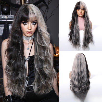 Full Wig for Women Christmas Halloween Costume with Bangs and Big Waves Cosplay Wig