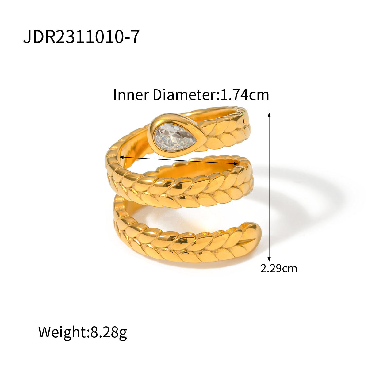 18k gold stainless steel zircon open ring high-end ins ring titanium steel rings