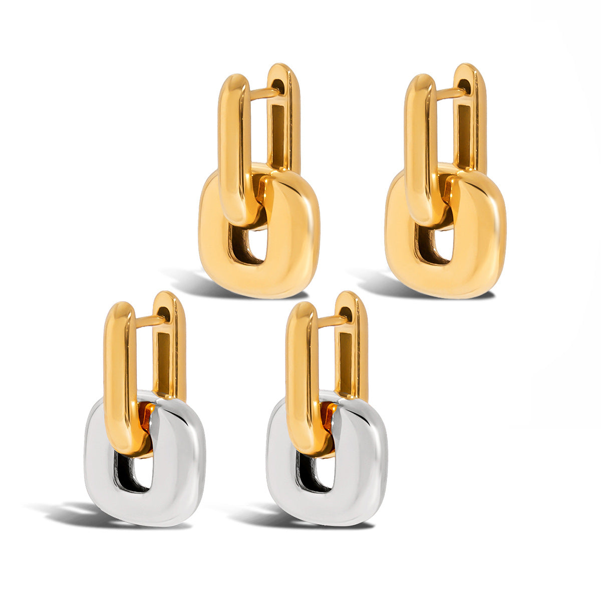 Color Block Earrings Stainless Steel Earrings Light Luxury High-end Earrings Titanium Steel