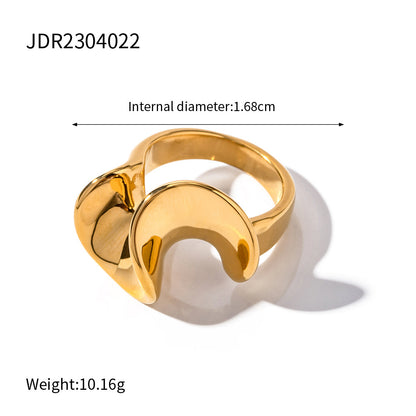 18K gold stainless steel exaggerated ring high-end INS light luxury titanium steel rings