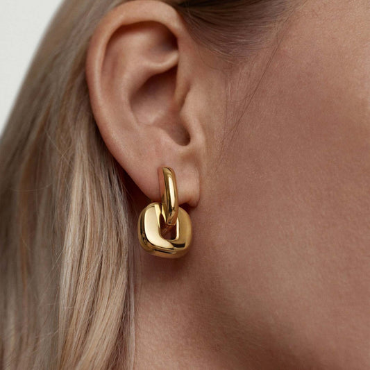 Color Block Earrings Stainless Steel Earrings Light Luxury High-end Earrings Titanium Steel