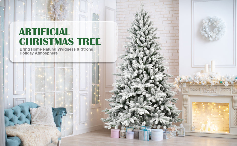 Luxury Snow White Xmas Tree with Encrypted PE/PVC Tips - Full & Realistic for Holiday Decor