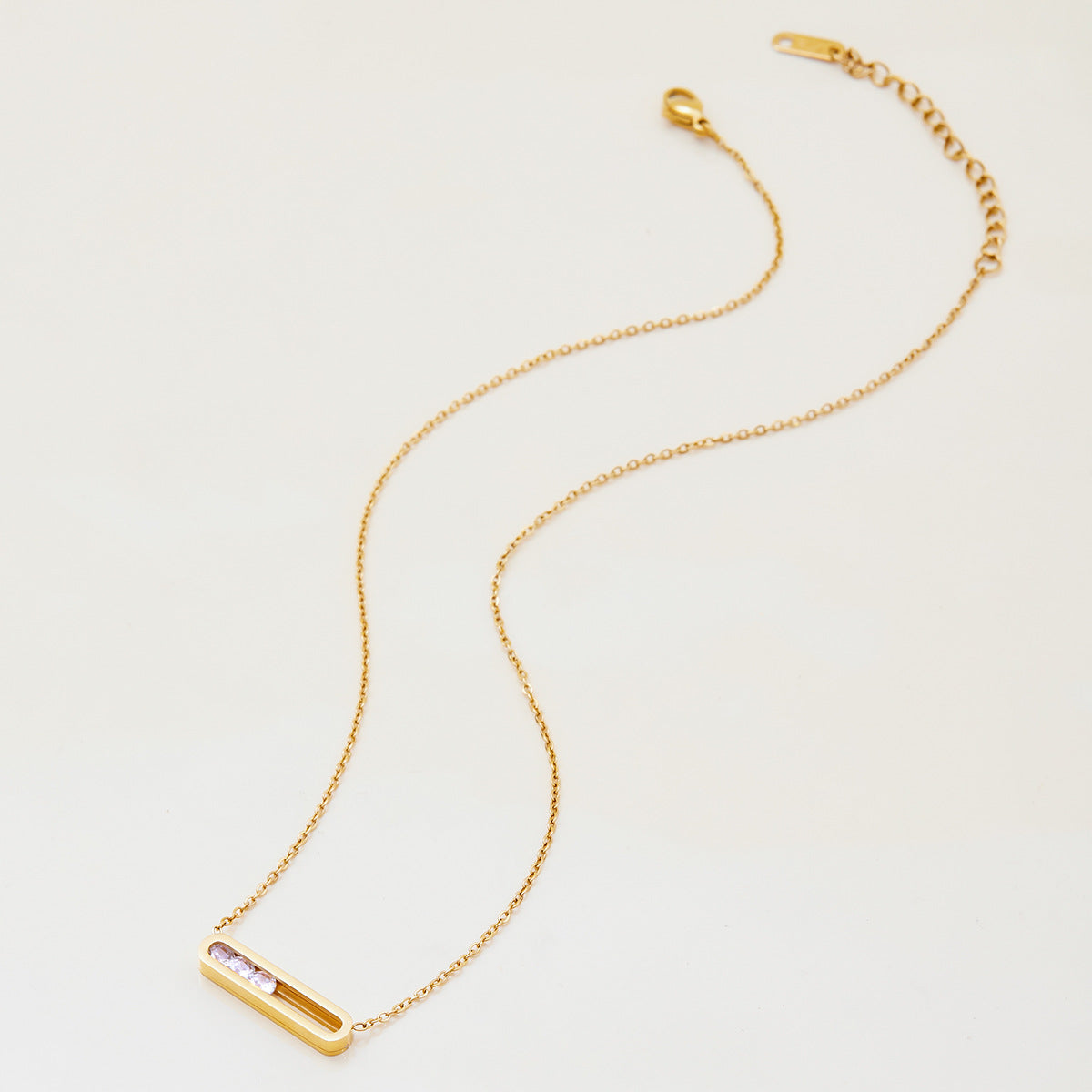 Rhinestone titanium steel necklace does not fade light luxury clavicle chain stainless steel jewelry high-end