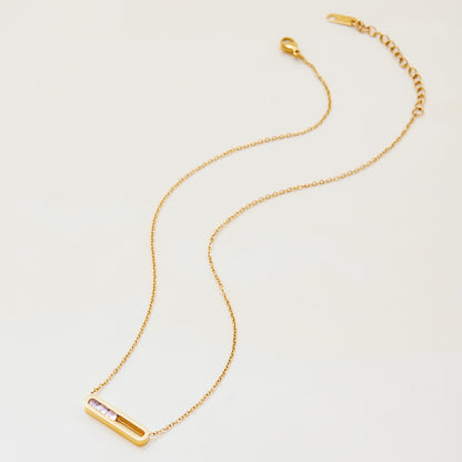 Rhinestone titanium steel necklace does not fade light luxury clavicle chain stainless steel jewelry high-end