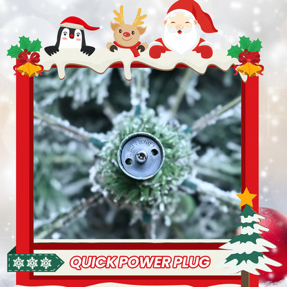 Snow Flocked Christmas Tree with RGB Pre-Lit Lights - 5/6/7/8 FT Holiday Decor