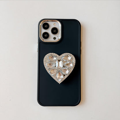 Luxury Rhinestone iPhone Case with Phone Stand, Sparkling Cover for iPhone 16/15/14 Pro Max, Minimalist Design