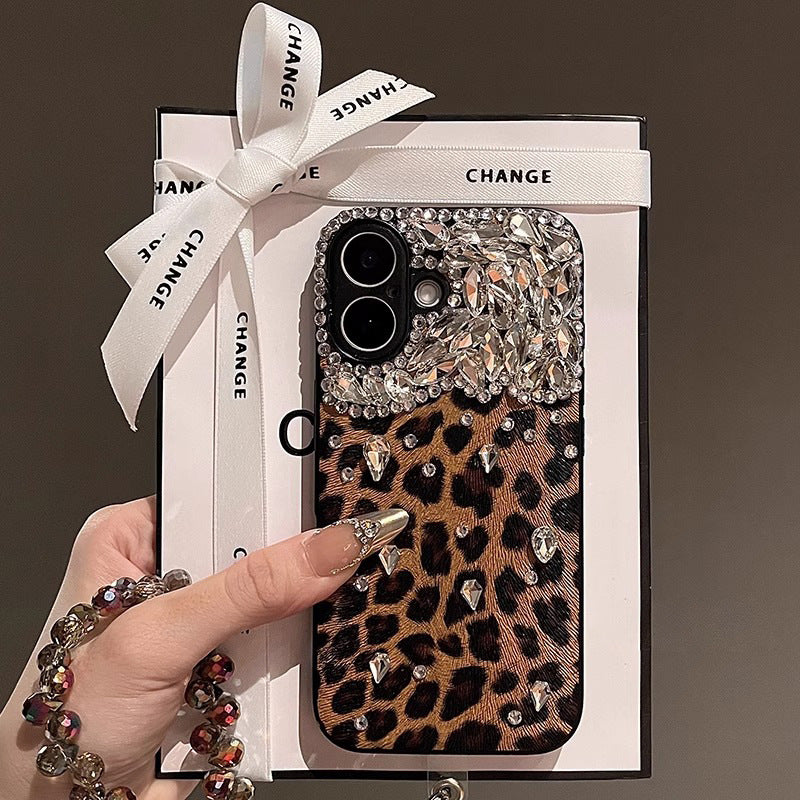 Bling Leopard Print iPhone Case - Full Protection Sparkle Cover for Women's 16ProMax/15/14