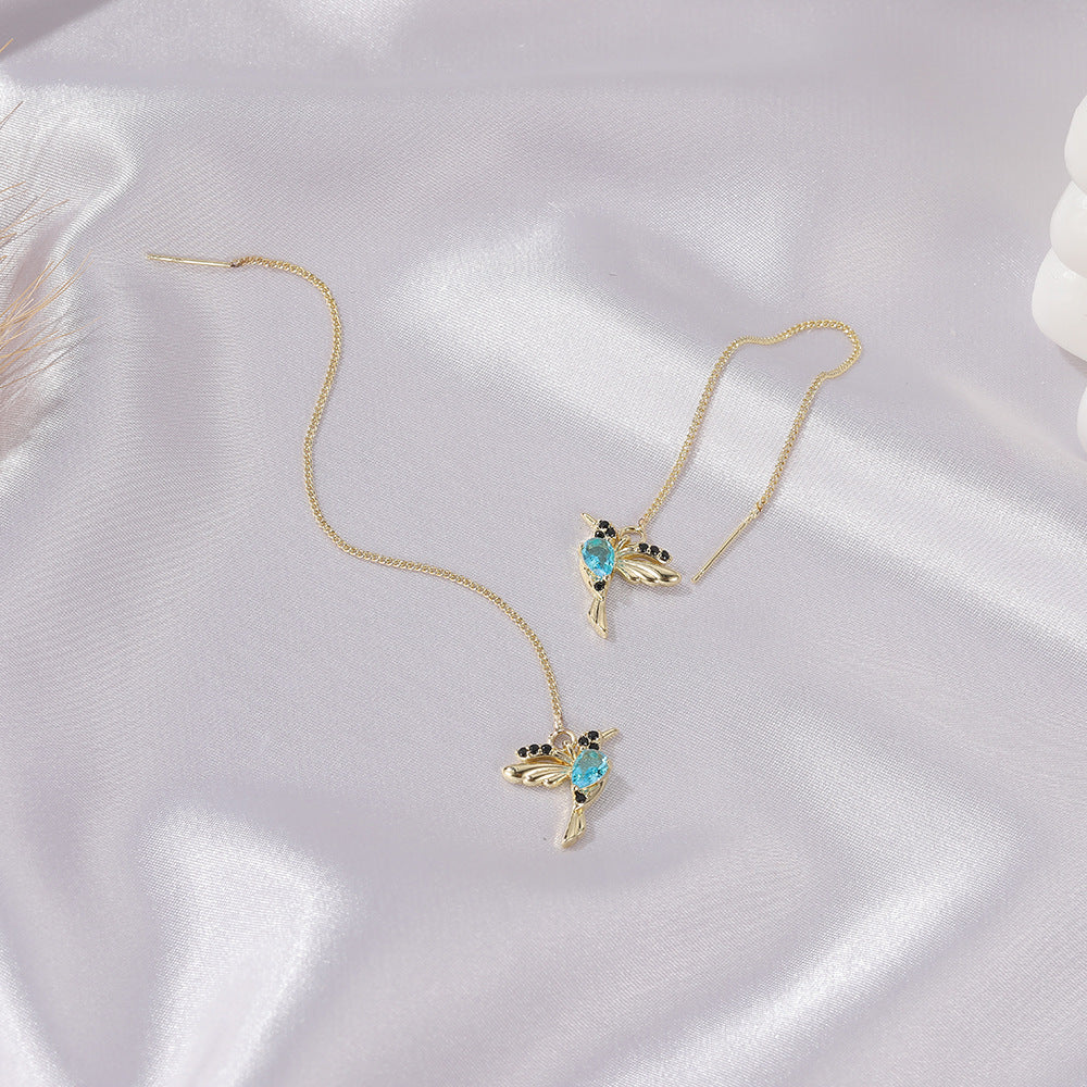 Elegant Hummingbird Drop Earrings - Crystal Accent Gift for Valentine's Day & Birthday