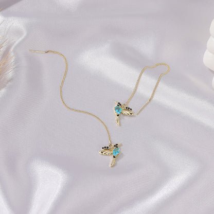 Elegant Hummingbird Drop Earrings - Crystal Accent Gift for Valentine's Day & Birthday