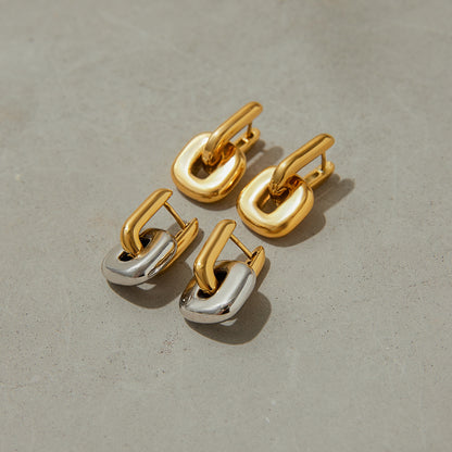 Color Block Earrings Stainless Steel Earrings Light Luxury High-end Earrings Titanium Steel