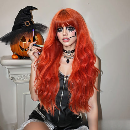 Full Wig for Women Christmas Halloween Costume with Bangs and Big Waves Cosplay Wig
