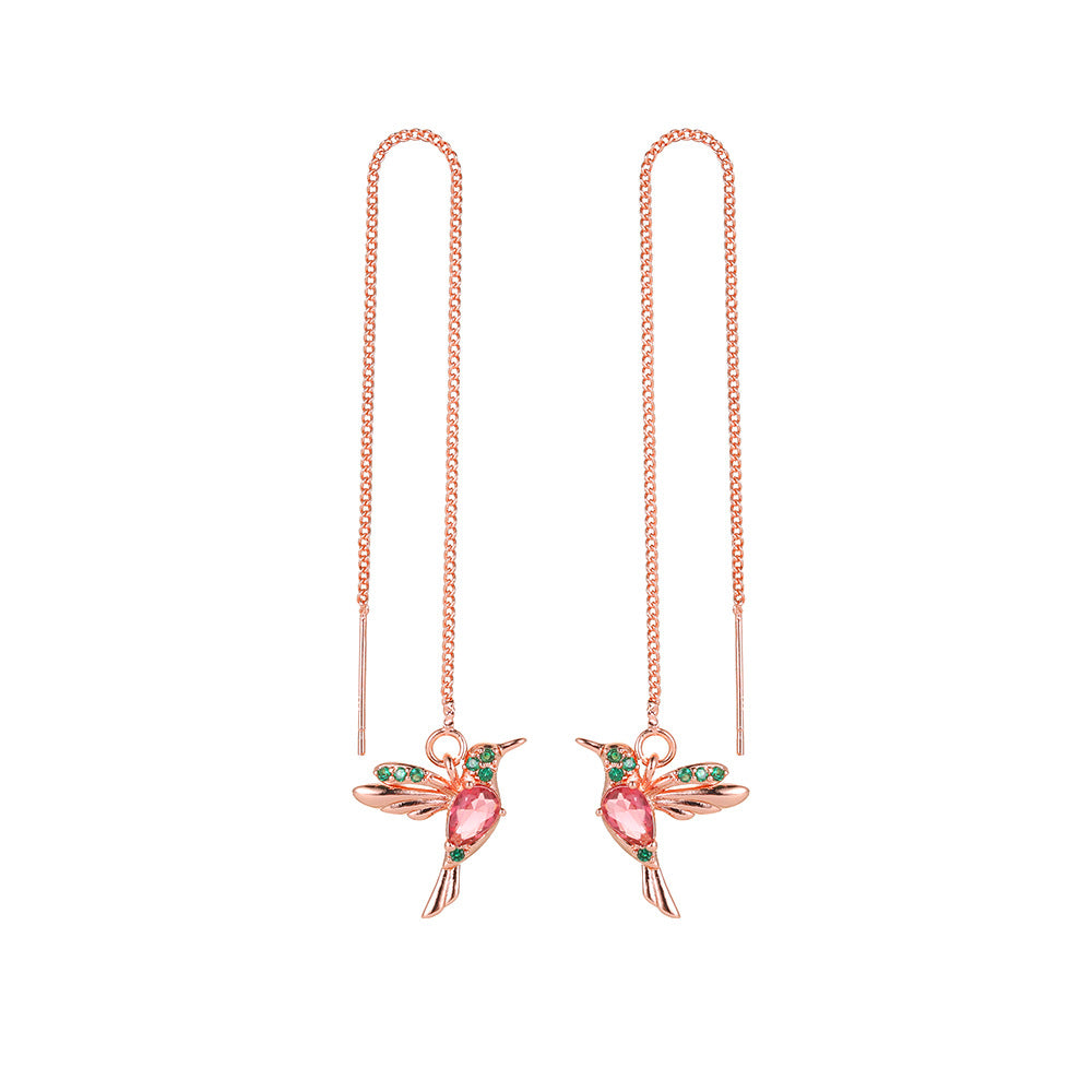 Elegant Hummingbird Drop Earrings - Crystal Accent Gift for Valentine's Day & Birthday