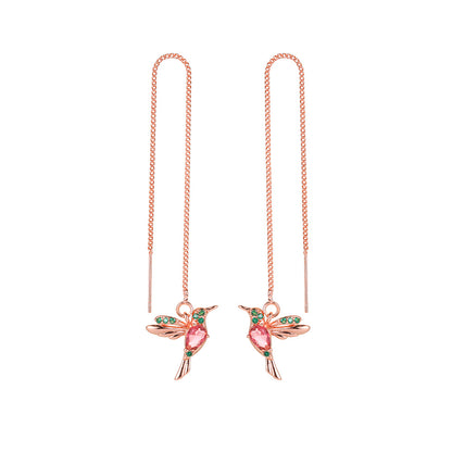 Elegant Hummingbird Drop Earrings - Crystal Accent Gift for Valentine's Day & Birthday