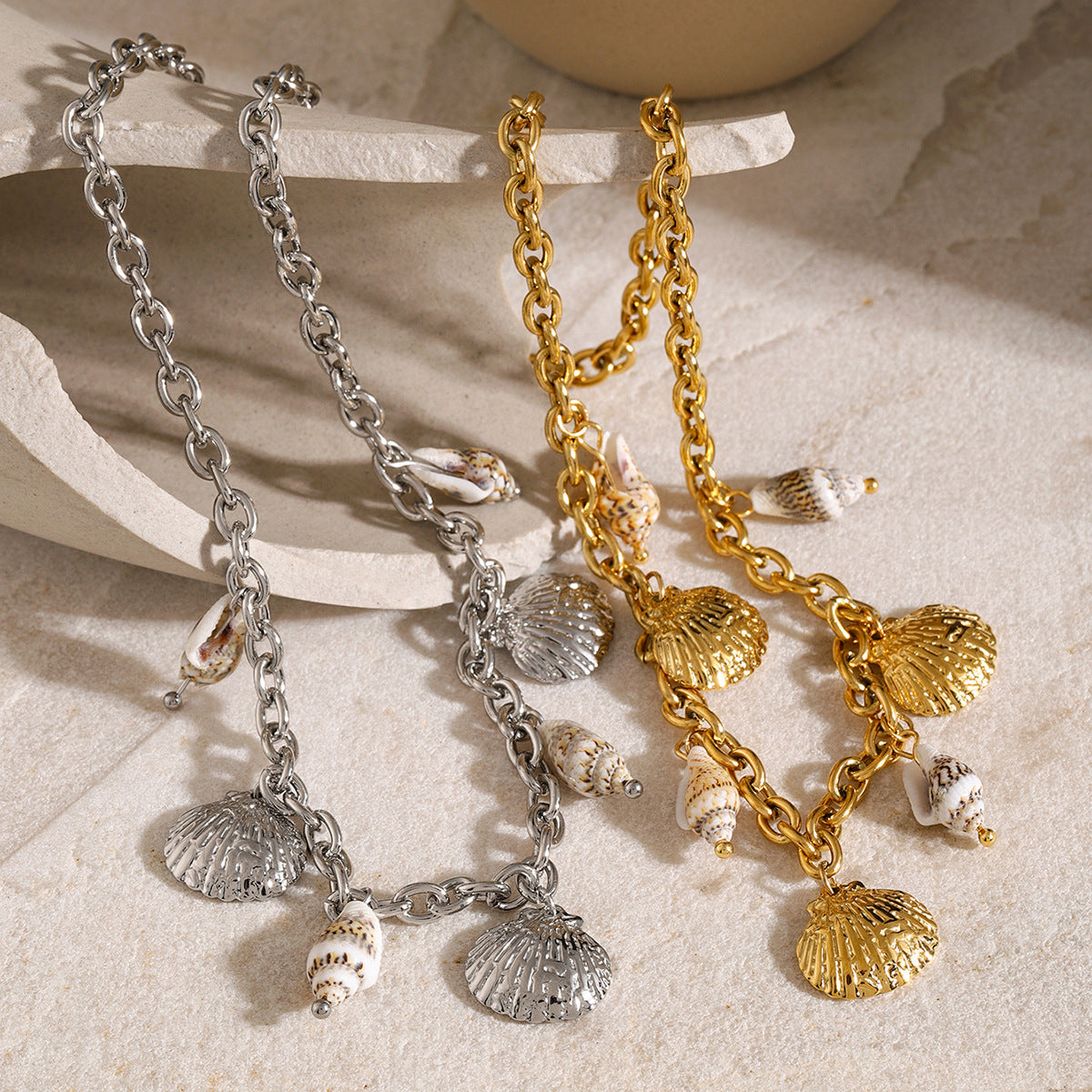 18k Gold Stainless Steel Starfish Shell Conch Bracelet
