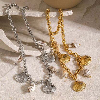 18k Gold Stainless Steel Starfish Shell Conch Bracelet