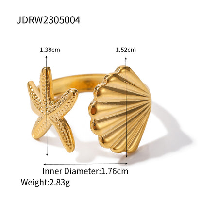 Stainless Steel Earrings for Women High-End Feel 18k Gold Non-Fading Starfish Shell Ins Earrings