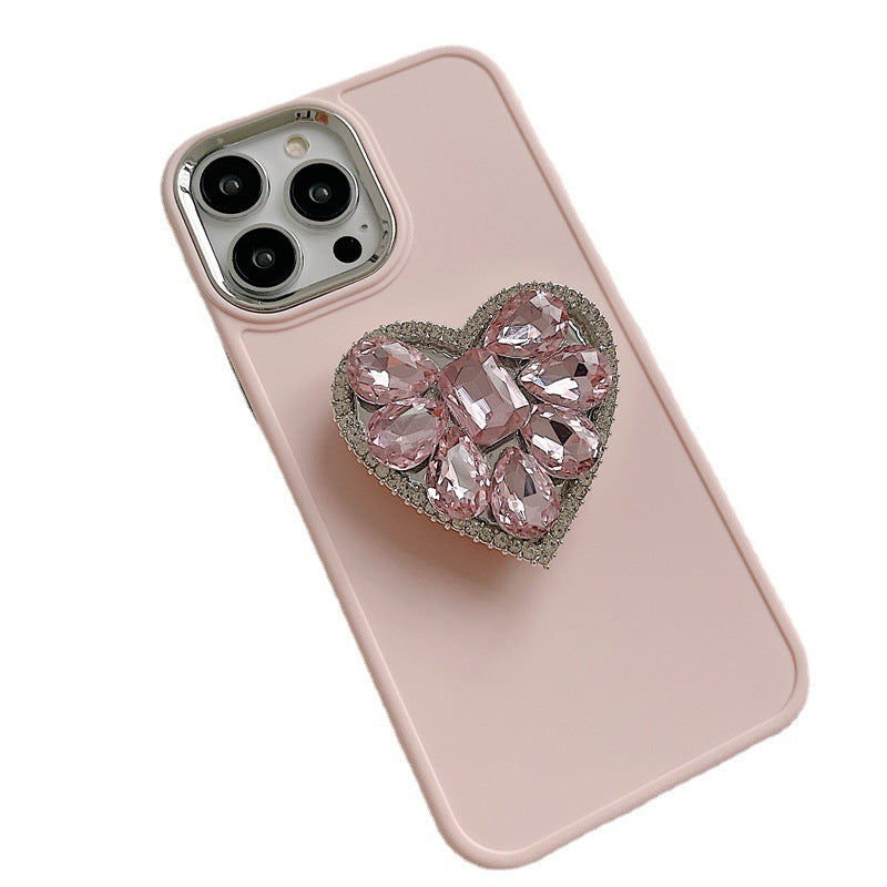 Luxury Rhinestone iPhone Case with Phone Stand, Sparkling Cover for iPhone 16/15/14 Pro Max, Minimalist Design