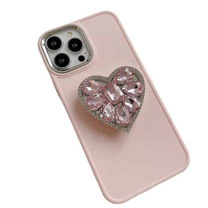 Luxury Rhinestone iPhone Case with Phone Stand, Sparkling Cover for iPhone 16/15/14 Pro Max, Minimalist Design