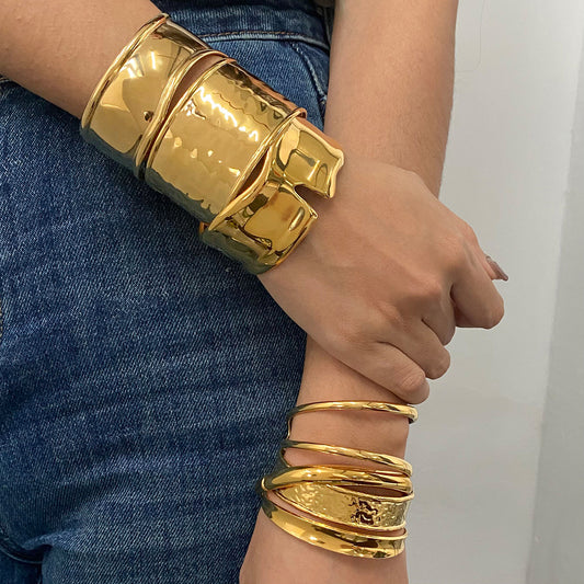 Stainless Steel Exaggerated Gold Bracelet High-end Open Bracelet Titanium Steel Jewelry Bracelet