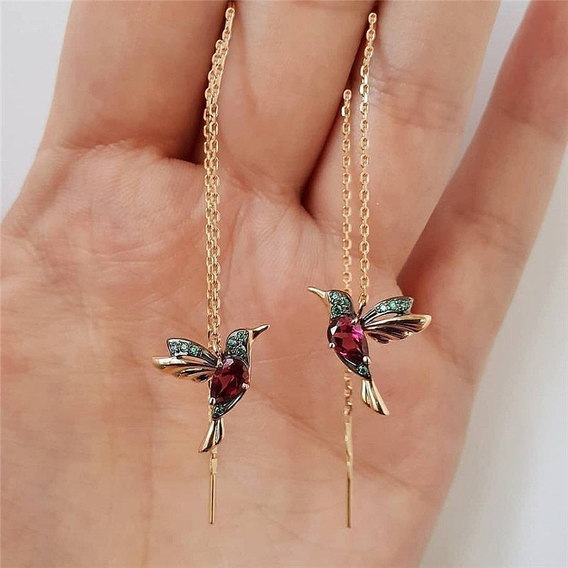 Elegant Hummingbird Drop Earrings - Crystal Accent Gift for Valentine's Day & Birthday