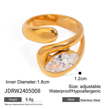 18k gold stainless steel zircon open ring high-end ins ring titanium steel rings