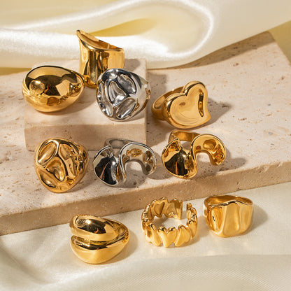 18K gold stainless steel exaggerated ring high-end INS light luxury titanium steel rings