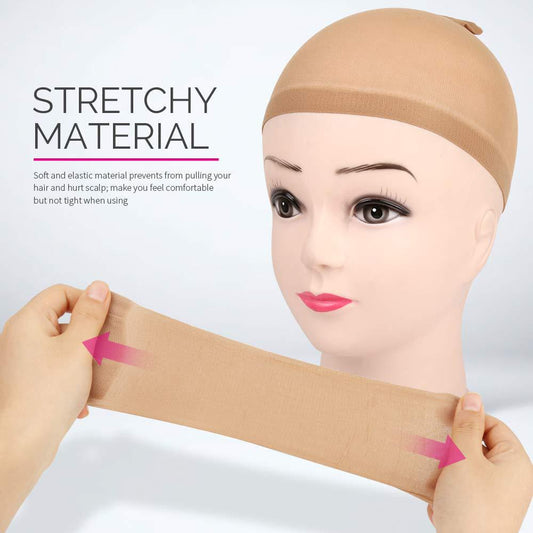 Wig Lace Hair Net Stockings Hair Net High Elastic Stockings Net Cap Wig Caps 2PCS