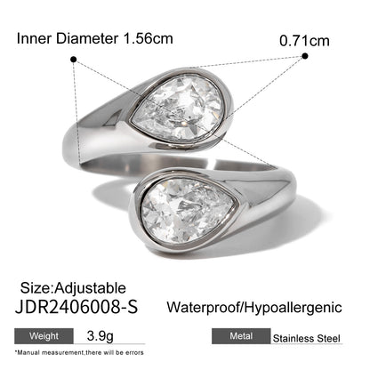 18k gold stainless steel zircon open ring high-end ins ring titanium steel rings